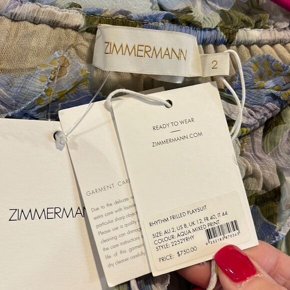 Zimmermann rhythm frilled playsuit romper AU2/US8 NWT - Picture 4 of 5